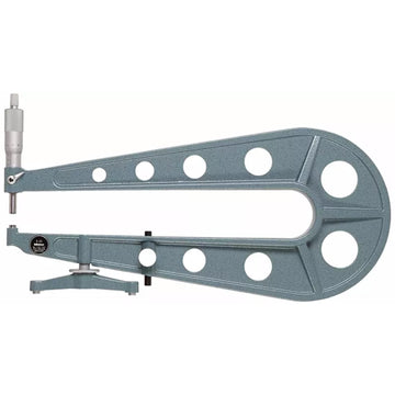 Mitutoyo sheetmetal micrometer 0–25mm with 300mm throat depth and flat anvils