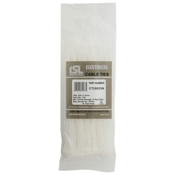 ISL 200 x 2.5mm natural nylon cable ties, pack of 100