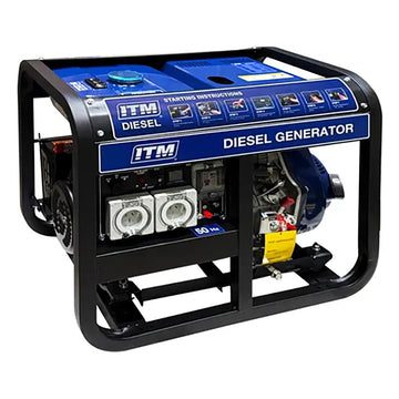 ITM diesel generator open frame 6500W with electric start, handle and wheel kit