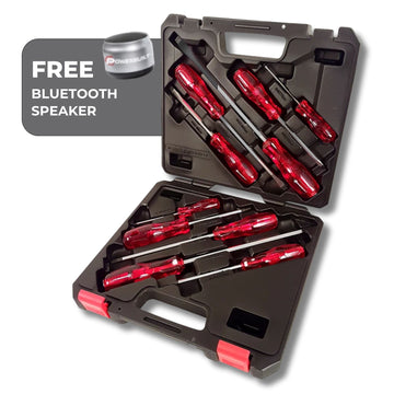 Powerbuilt 10pc 'Go-Through' Screwdriver Set with *Free Bluetooth Speaker