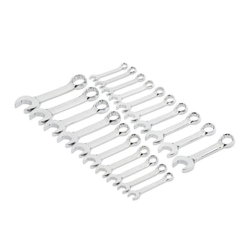 GEARWRENCH 20-piece 12-point SAE and Metric stubby combination wrench set in roll bag