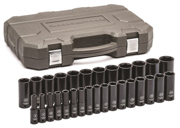 GEARWRENCH 29 piece 1/2 inch drive metric deep impact socket set with blow mould storage case