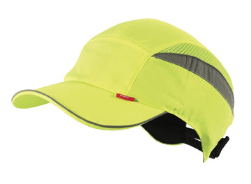 Esko Bump Cap Long Peak Hi Vis Yellow with retroreflective tape and elastic strap