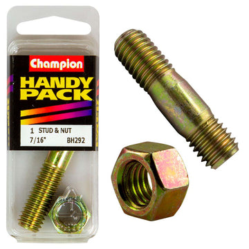 Champion 7/16in x 2-1/4in UNC manifold stud and nut