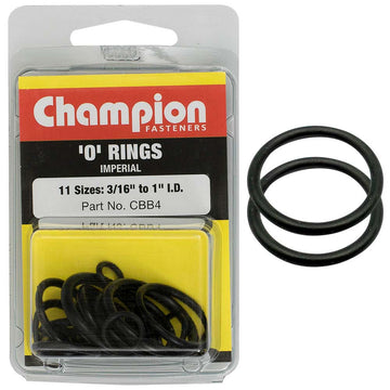 Champion 22-piece imperial o-ring assortment in black nitrile