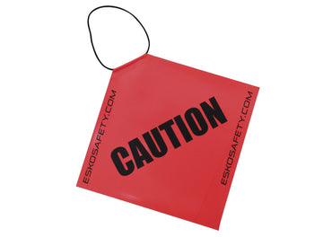 Hi-vis orange PVC caution flag with elastic loop, 400 x 400mm