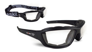 Esko COMBAT X4 safety eyewear with foam seal and removable temples, clear lens