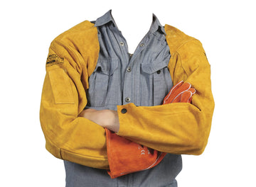 FUSION leather welders sleeves pair, shoulder length with elastic straps and wrist domes