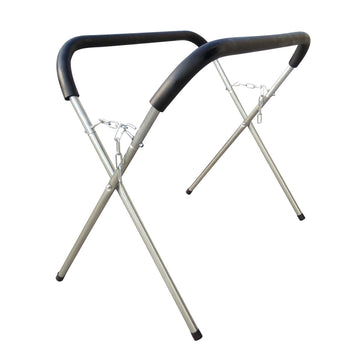 Portable work stand with adjustable height and foam padded top