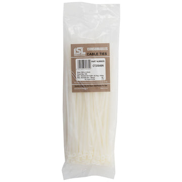 ISL 250 x 4.8mm natural nylon cable tie, pack of 100