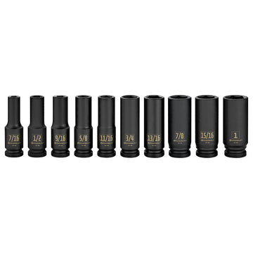 Powerbuilt 1/2" Dr 10pc Imperial Deep Impact Socket Set | Alltrade