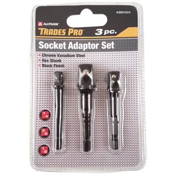 Powerbuilt 3pc 1/4", 3/8", 1/2" Dr Socket Adaptor Set with Shank | Alltrade