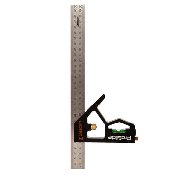 Crescent 300mm aluminium combination square with stainless steel ruler and brass scribe
