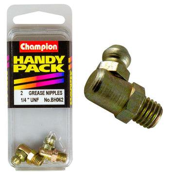 Champion 1/4 inch UNF 90 degree grease nipples, pack of 2