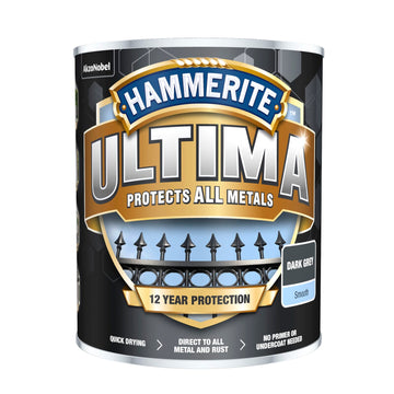 Hammerite Ultima Metal Smooth 750 mL Dark Grey paint tin