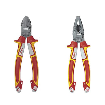 Felo Plier Combo - Combination VDE Pliers 1 x 180mm + VDE Diagonal Nippers 1 x 180mm | Hobeca