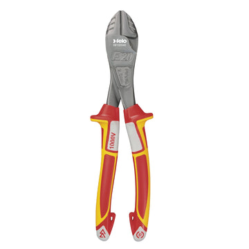 Felo Heavy Duty Diagonal Nippers VDE 200mm with two-component handle and matte chromium finish