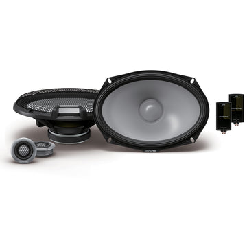 Alpine R2 Series 6x9 inch component speaker pair with 1 inch tweeter and grilles