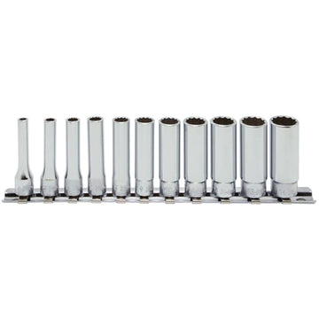 Koken RS2305M 1/4 inch drive deep socket set on rail, 11 pieces 4–14 mm