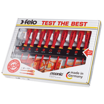 Felo E-Slim ergonomic screwdriver handles with anti-roll design