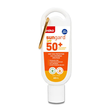 SunGard SPF 50+ sunscreen 60ml bottle with carabiner clip