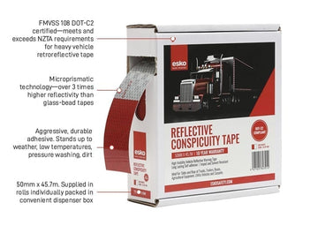 ESKO Premium Conspicuity Tape red and white 50mm roll in dispenser box