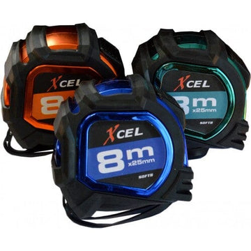 Xcel tape measure display box 6-piece 25mm blade 8m metric