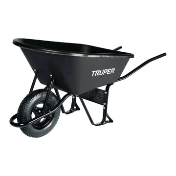 Truper heavy duty wheelbarrow with 120 litre poly tray and steel handles