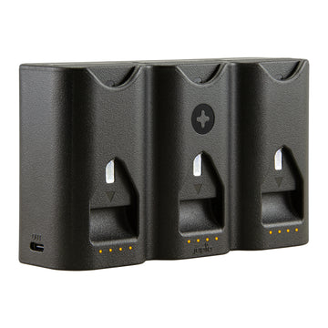 Jupio Tri-Charge Air3 charger with three Nikon EN-EL15 batteries installed