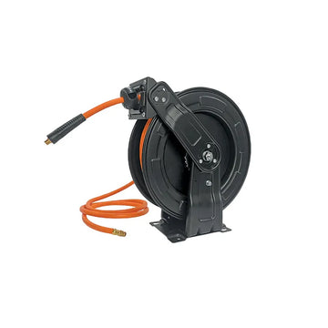 ITM steel retractable air hose reel with 10mm hybrid polymer hose and 1/4 BSP fittings