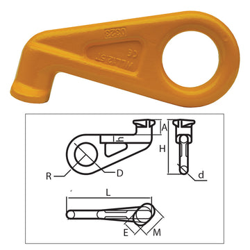 ITM G80 eye container hook left 45 degree, heat-treated alloy steel