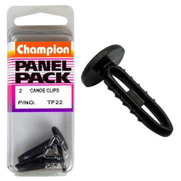 Champion canoe clip black 11mm head 26.5mm length pack of 2