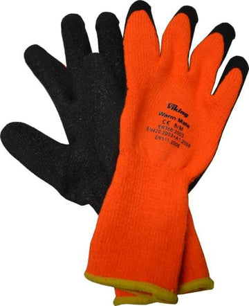 Viking Warm Mate orange work gloves, size Large, 12 pair pack