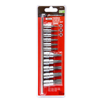 Clearance - Powerbuilt 1/4" Dr 3/8" Dr 11pc Tamper Proof Star / Torx Bit Socket Set | Alltrade