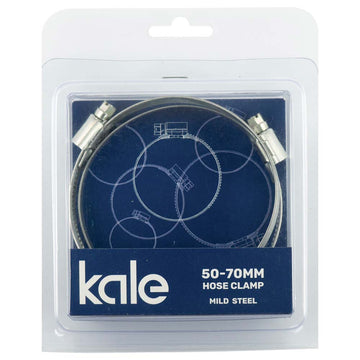 Kale WD12 worm drive hose clamp, 50–70 mm capacity, zinc-plated mild steel, pack of 2