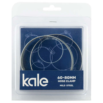 Kale WD12 worm drive hose clamp, 60–80 mm capacity, zinc-plated mild steel, pack of 2