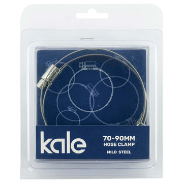 Kale WD12 70–90 mm worm drive hose clamp, zinc-plated mild steel, pack of two