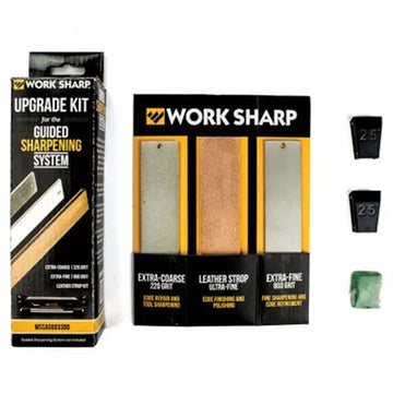 Work Sharp Guided Sharpening System Upgrade Kit contents laid out