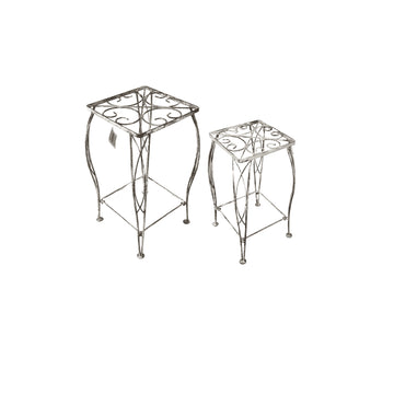 Omni white metal side tables set of two, larger and smaller