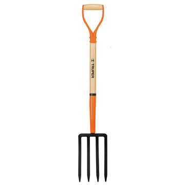 Truper forged garden fork with four tynes and ash wood handle