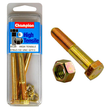 Champion 5/16 x 3-1/2in Grade 5 bolt and nut, zinc-plated
