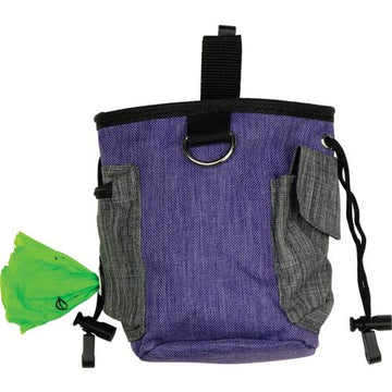 Sniffz purple treat bag with removable belt, front view