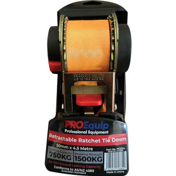 ProEquip Auto Ratchet Tie Down Strap 50mm x 4.5m with S-hook