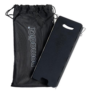 NomadiQ Stove Foldable Windshield in black, folded position