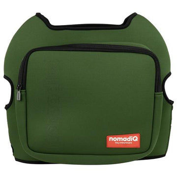 NomadiQ BBQ protective cover in green neoprene with front storage pocket