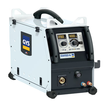 GYS Exafeed 4L wire feeder with front panel controls and integrated torch support