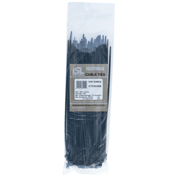 ISL 250 x 3.6mm UV nylon cable tie black 100 pack