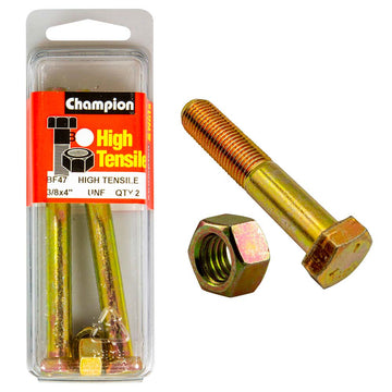 Champion 3/8 UNF x 4in Grade 5 bolt and nut, zinc-plated