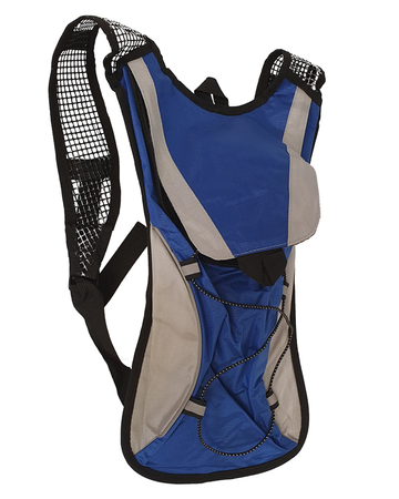 Caution Hydration Backpack 2L in blue with shoulder straps and storage compartment