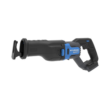 Hyundai 20V brushless reciprocating saw with overmoulded rubber grip and adjustable pivot foot